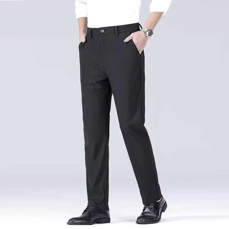 Mens Smart Casual Pants Elastic Sports Mens Quick Drying Pants Spring and Autumn Straight Leg Office Black Work Pants W250819