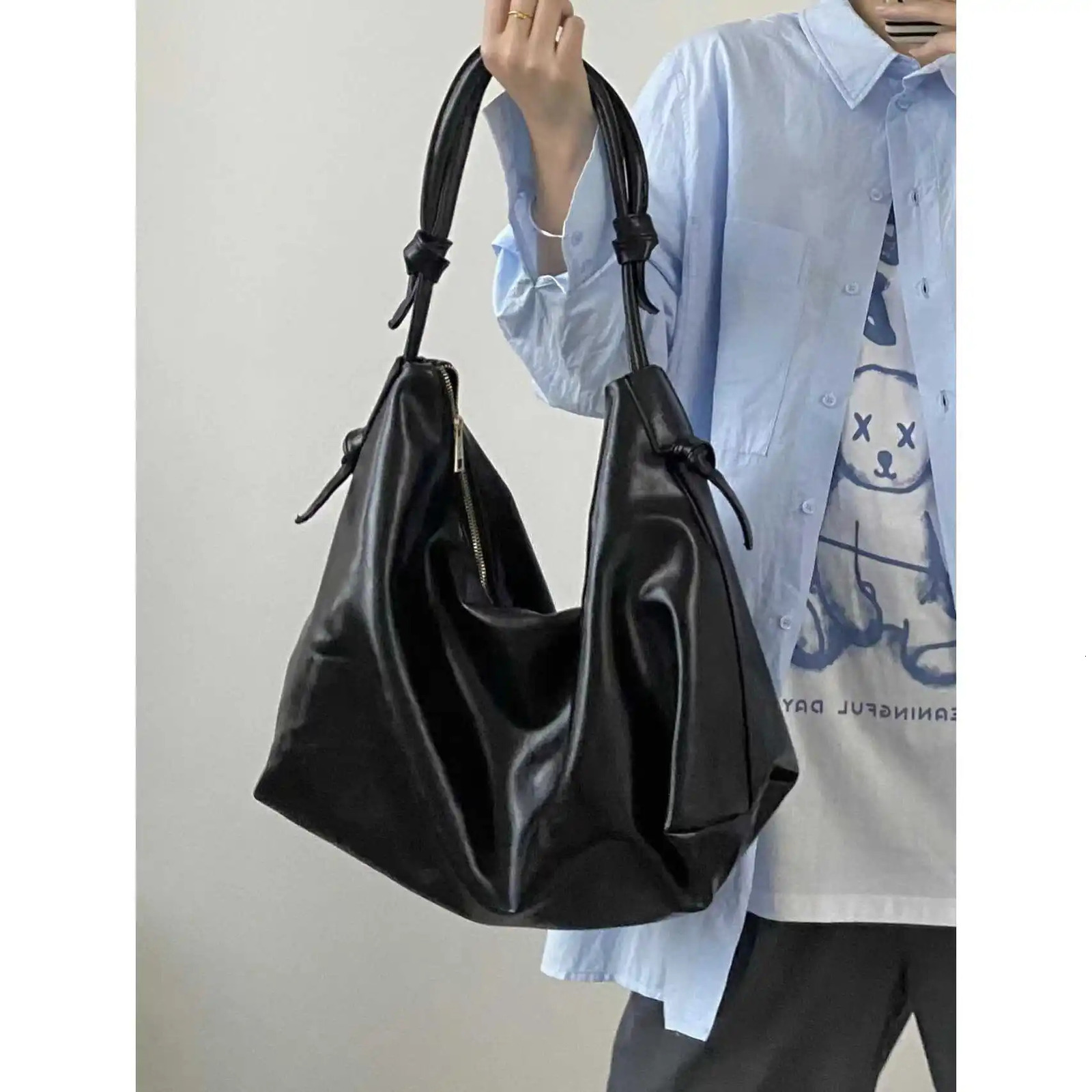 Trendy Soft Leather Tote Womens Bag Large Capaci Single oulder Bag Korean Sle Casual Handbag Faionable All-Match 250818
