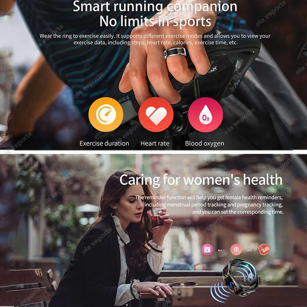 New LED Display Screen Smart Ring 5ATM Waterproof Bluetooth Gesture Control Health Real-time Heart Rate Monitor ring for Men and Women W250819