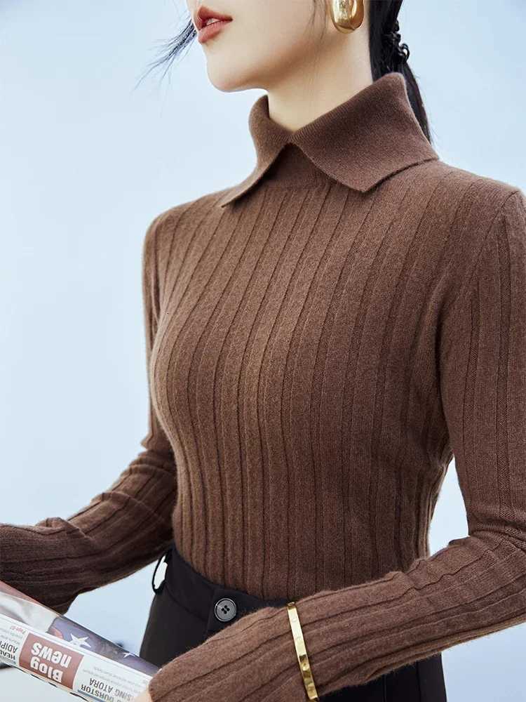 2025 New Collar Women Knitted Sweater Long Sleeve Slim Fit Pullovers Women Autumn Winter Sweaters Soft Warm Base Layer Tops XJ250819