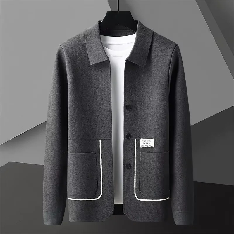 AutumnWinter High end Fashion Mens Knitted Coat ners Youth Simple Boutique Leisure Solid Color Sweater Cardigan 250819