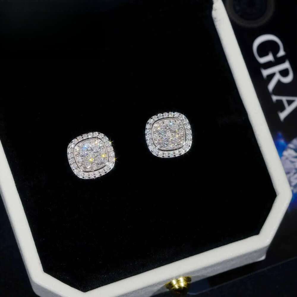 Fast Shipping 10mm Mens Earring Gold Plated Sterling Sier Iced Out VVS Dia Moissanite Screw Back Stud Earrings