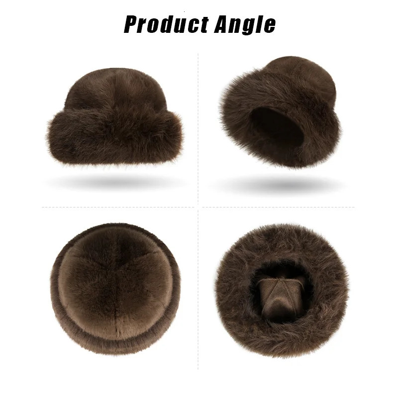 Solid Color Bucket Hat Thick Coldproof Faux Fur Basin Hats Soft Plush Fisherman Cap For Women Autumn Winter 250819