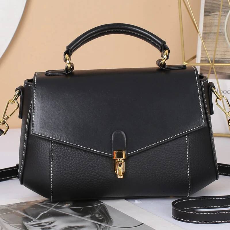 Genuine Leather Women's New Trendy All-Match Messenger Shoulder Bag Ladies Fashion First Layer Cowhide Handbag High Quality