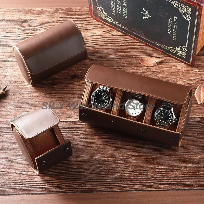 PU Leather Watches Organizer Vintage Watch Display Leather Watch Box Watch Travel Case Portable Classic Display Watches Storage 250819