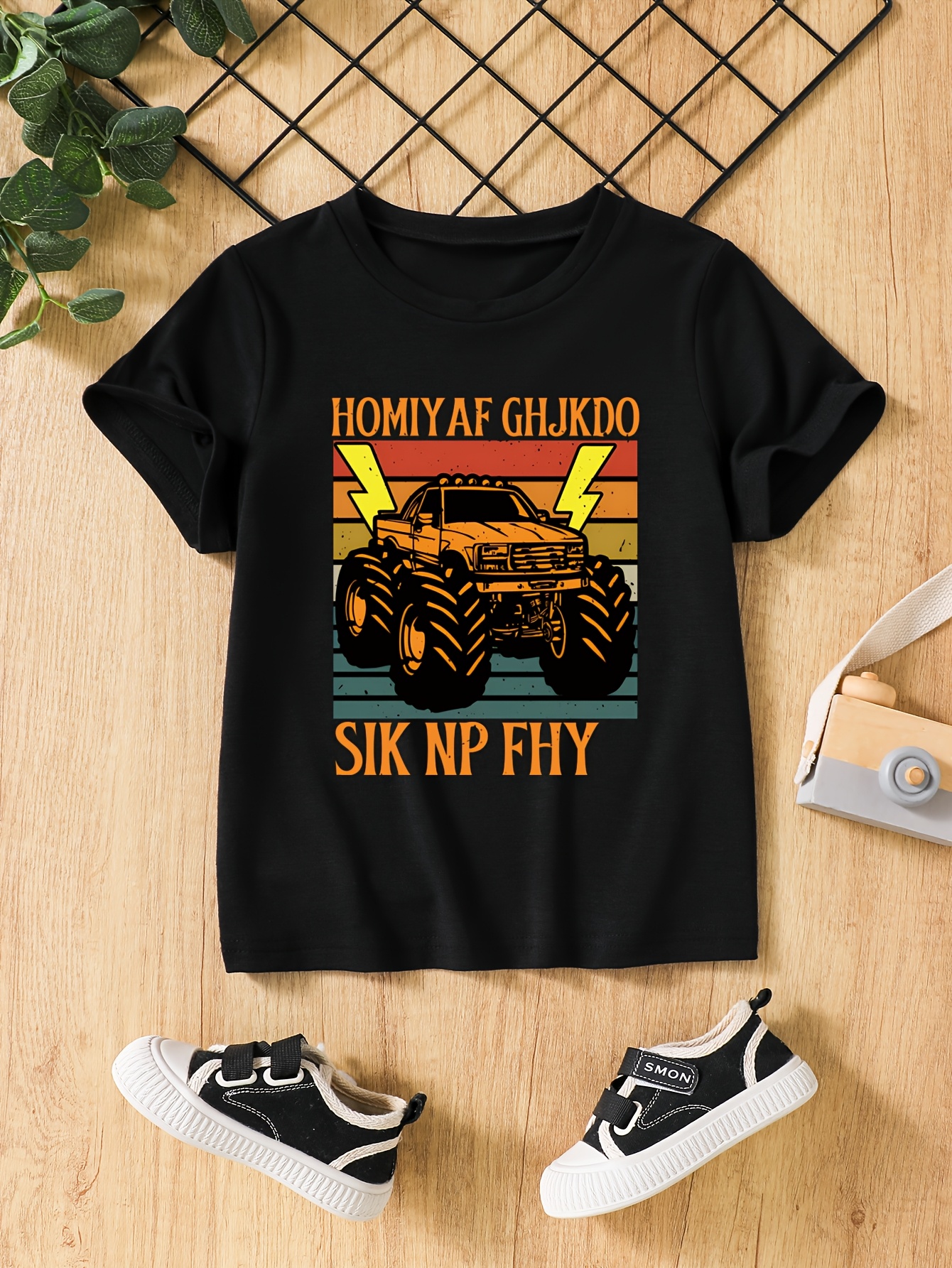 T-shirts Boys Printed Breathing Quick Dry Set - Trio Pack of Short Sleeve Tees Featuring Offroad Vehicles