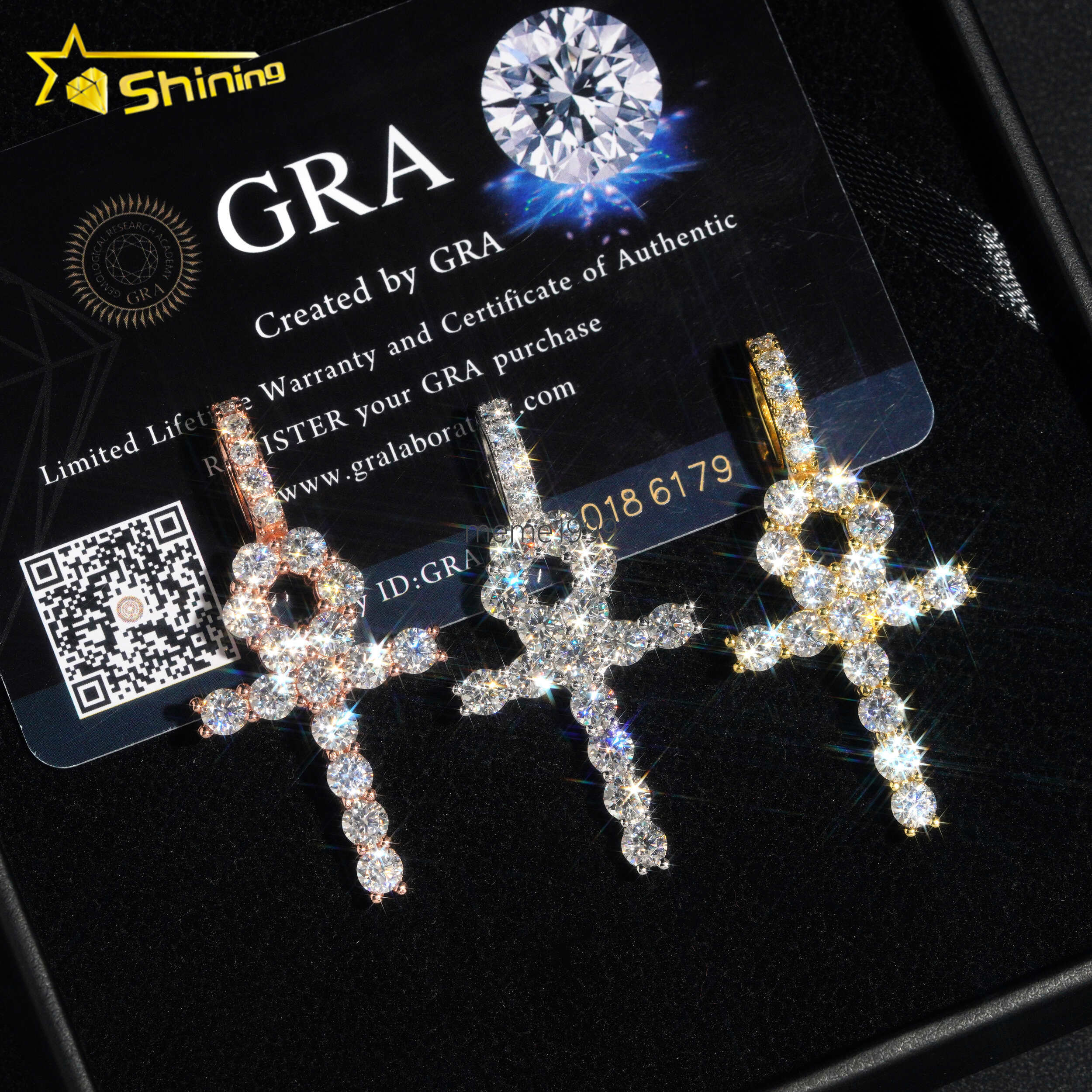 10K Solid Gold Cross Pendant Fashion Jewelry Cross Charms HPHT Lab Diamonds Jewelry