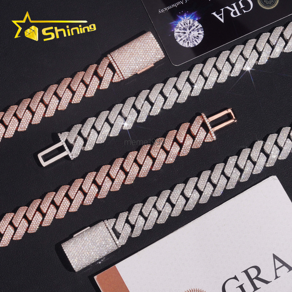 Wholesale Price 15MM 4Rows Iced Out Hip Hop Fashion Rapper Men Jewelry VVS D Color Moissanite Diamond Miami Cuban Link Chain