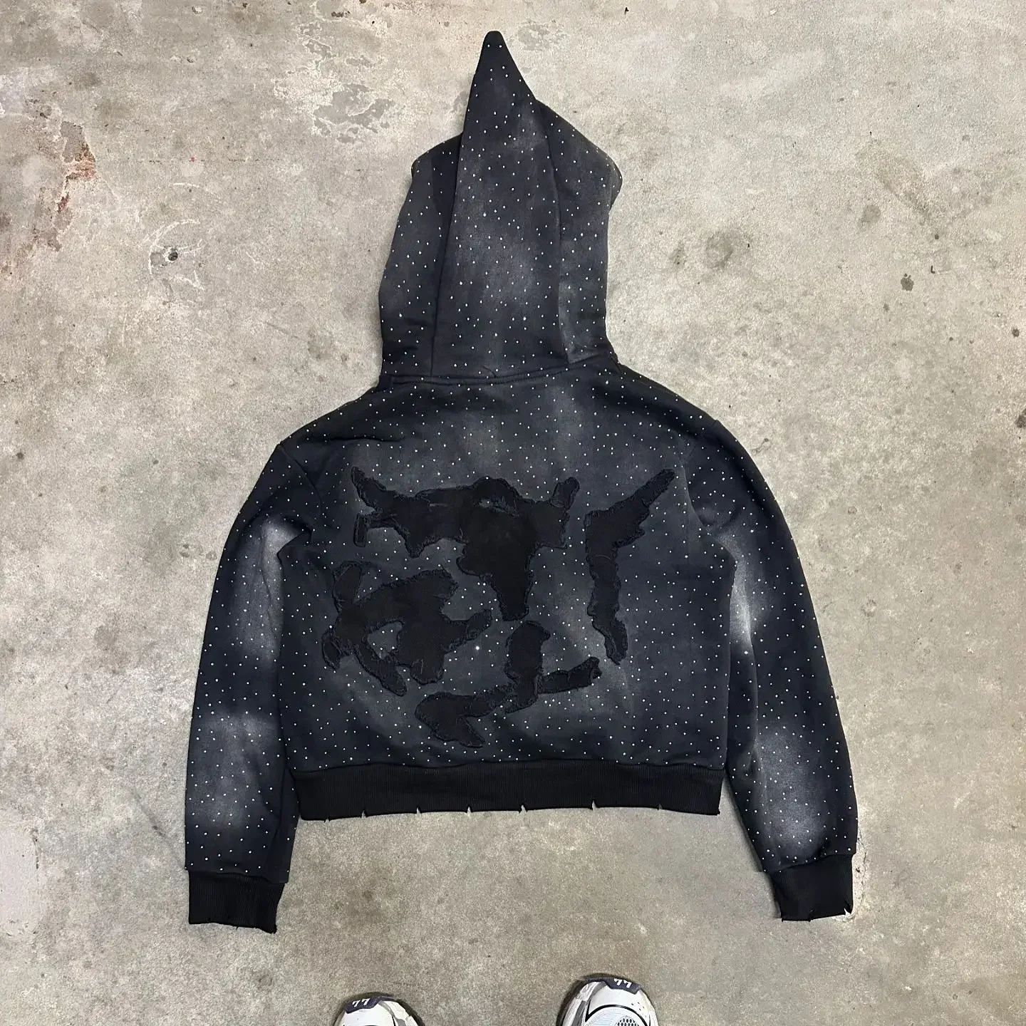 Men's Hoodies Harajuku Gothic Zip Hoodie Y2k Letter Printed Spliced Sweater High Street Punk Clothing Loose Vintage Top Sweatshirt