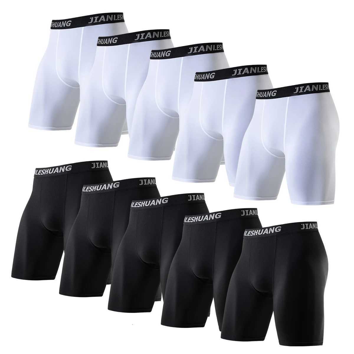 5 Pcs Mens Black And White Classic Cycling Long Underwear Multi-size Running Fitness Comprehensive Training Shorts for Teenagers W250819