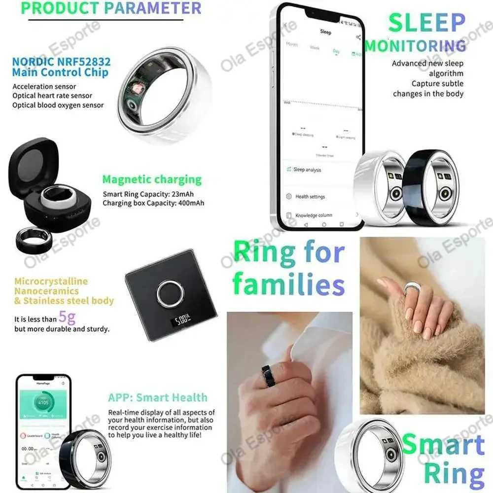 New Smart Ring Healthy Life Heart Rate Sleep Monitor Bluetooth Ceramics Ring Men Women IP68 3ATM Waterproof Multi-sport Modes W250819
