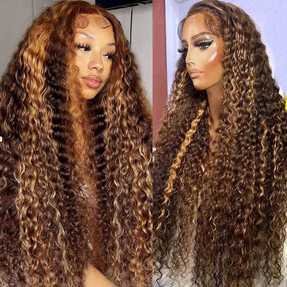 200% Curly Wigs 13X6 Glueless Highlight Ready To Wear Ombre Colored Brazilian Deep Wave Human Hair Wig For Women