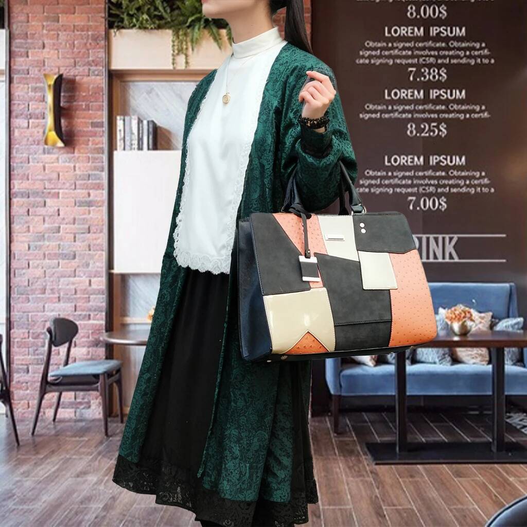 Large Ladies Handbags Single-Shoulder Crossbody Handheld Triple-Use Satchel Portable Leisure Bag