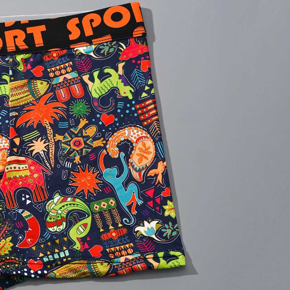 3Pcs Mens Graffiti Printed Boxer Shorts Casual Sports Breathable Underwear Mens Comfortable Underwear W250819