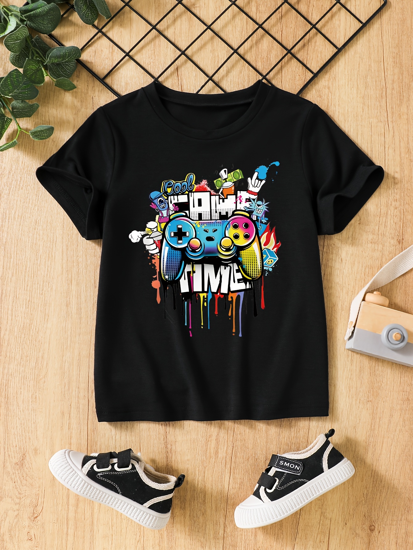 T-shirts Boys' Breathable Short-Sleeve Tee Set - Game Console Print Collection