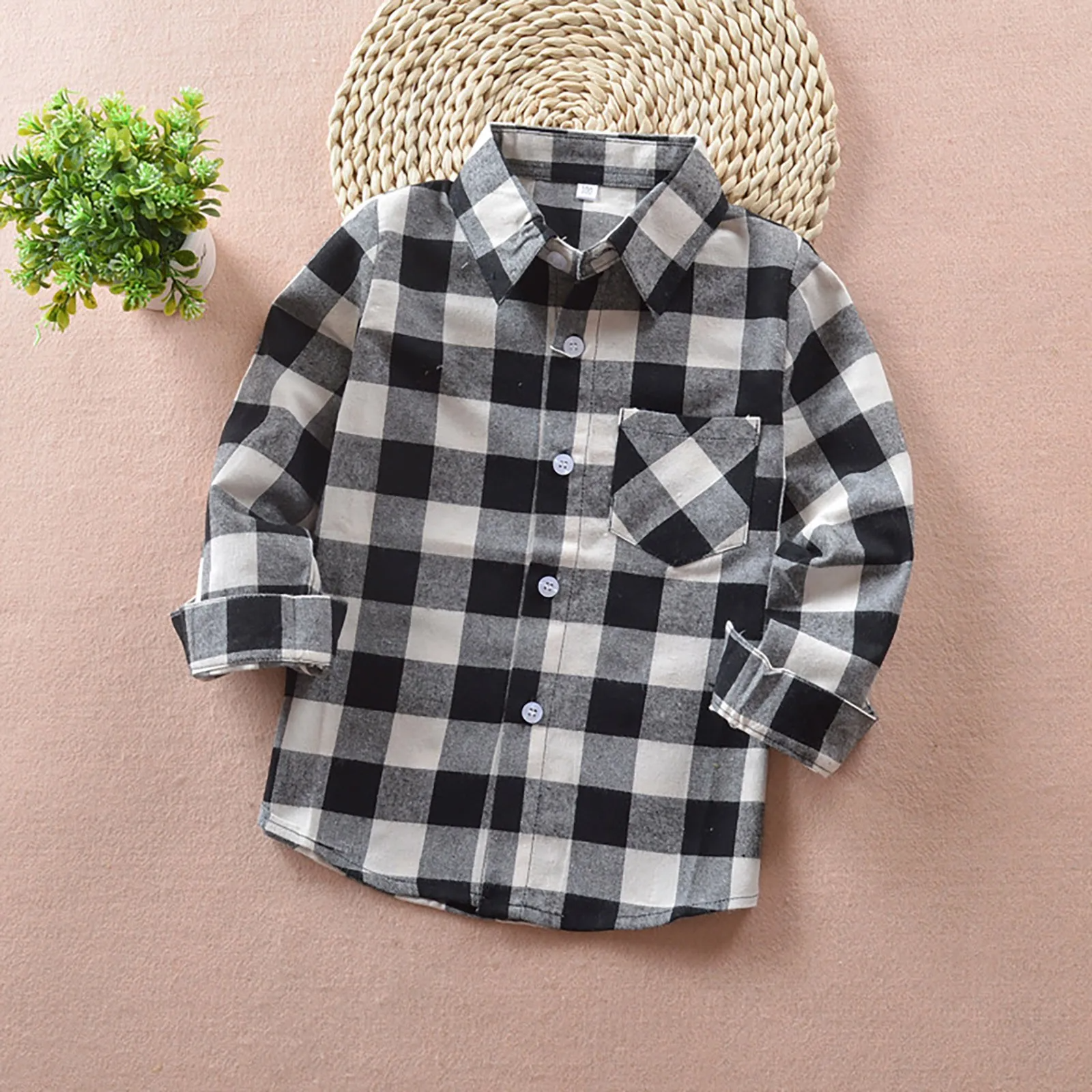 Kids' Plaid Shirt Unisex Checkered Long Sleeve Shirt & Jacket For Boys And Girls Boys Shirt