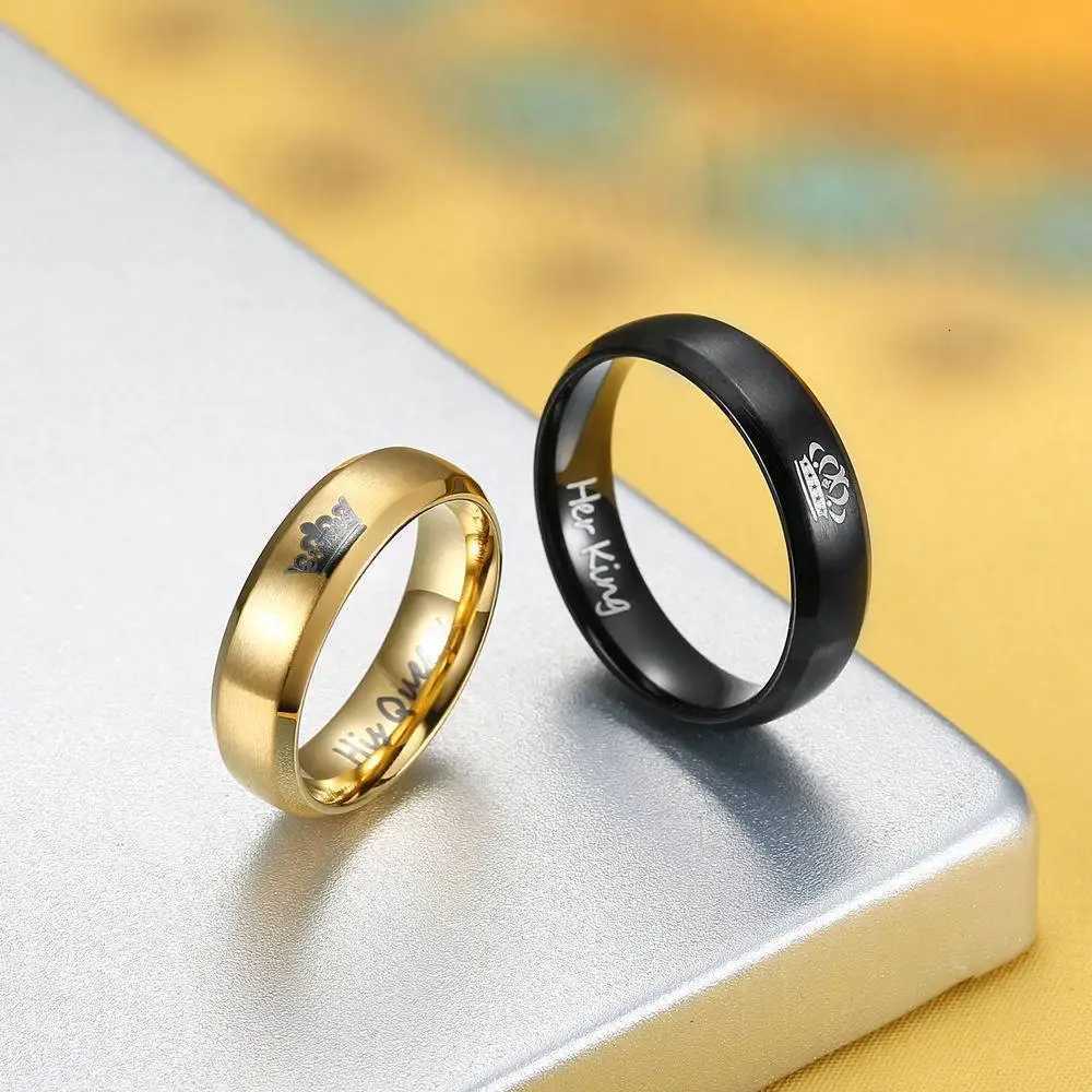 VOJO Fashion Stainless Steel Couple Ring Her King His Queen for Loves Wedding Rings Anniversary Valentines Day Gifts W250819