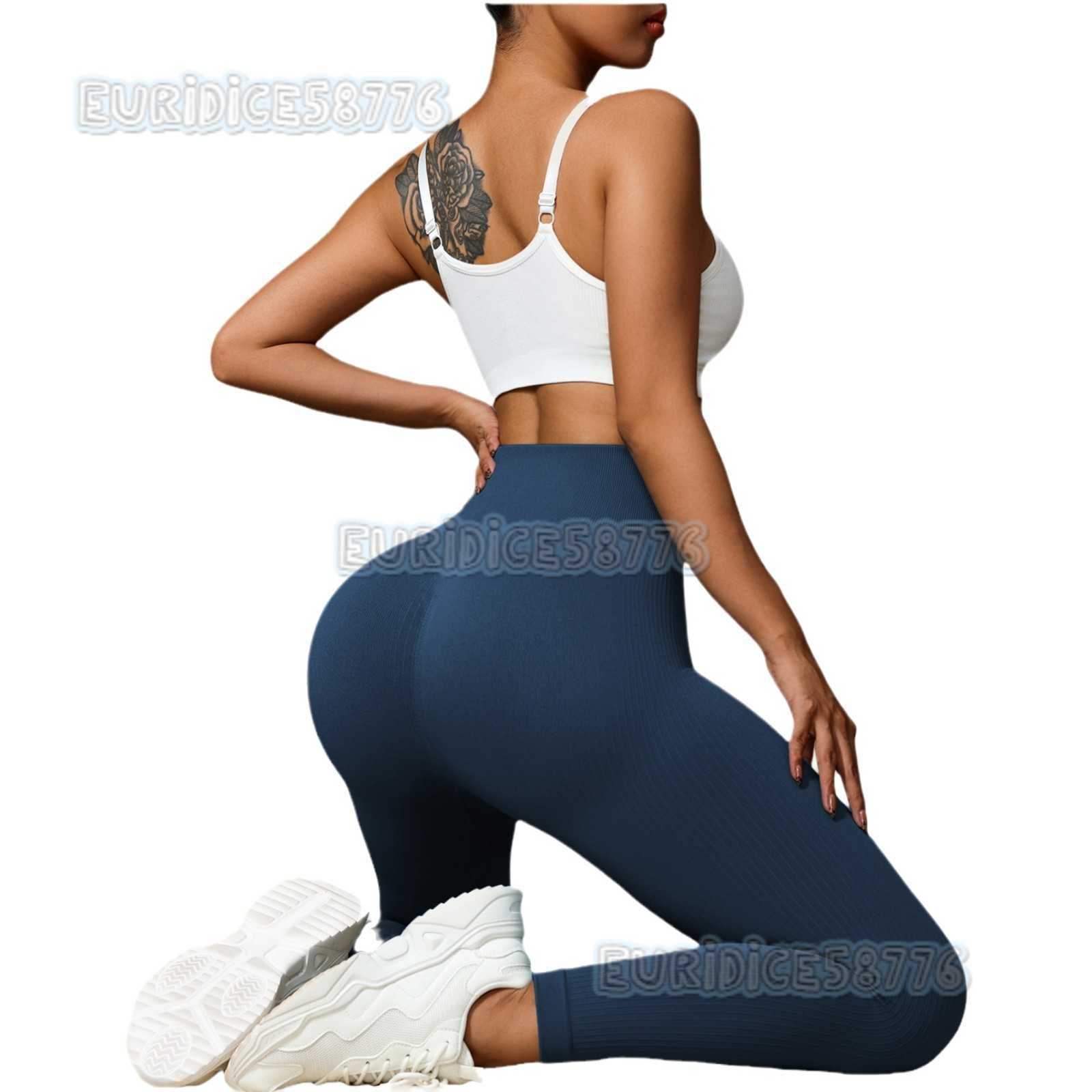 Seamless Threaded Yoga Pants Women High Waist Hip Lift Quick Dry Running Sports Fitness Leggings H250819