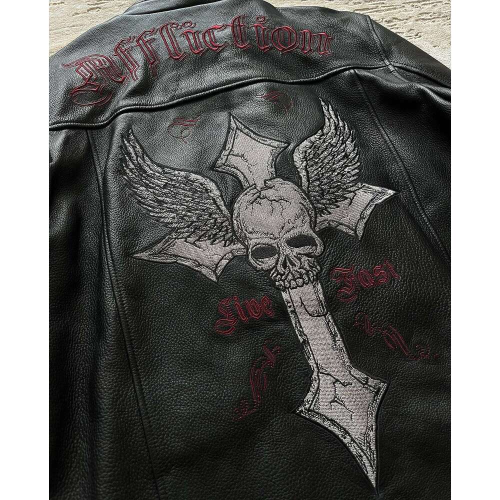 American Hip Hop Pattern Embroidery Loose Jacket And Men Street Y2k New Casual Joker Punk Baseball Uniform Unisex Rock Coat