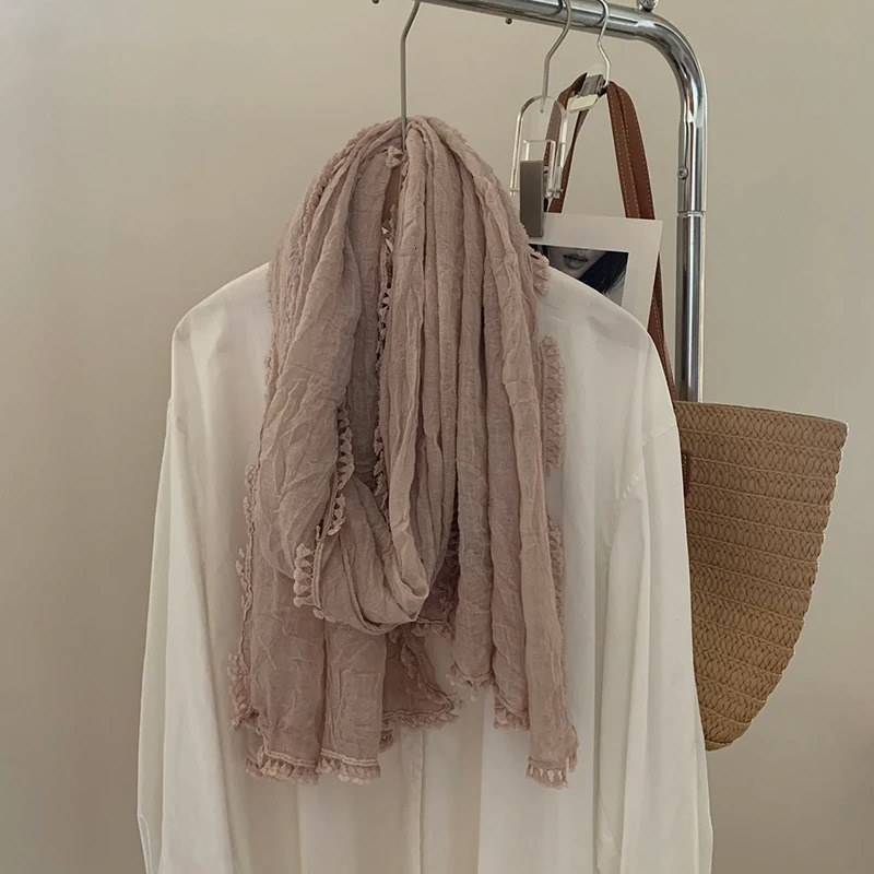 Solid Color Cotton Linen Scarves Women Hijab Muslim Spring Summer Soft Scarf Female Fashion Long Shawl Wrap 250818