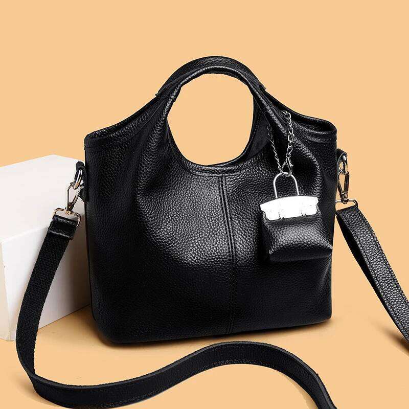 Women S Cowhide Shoulder Designer Brand Handbag Large Capacity Letter Clutch Ladies Casual Commuter Tote Bag