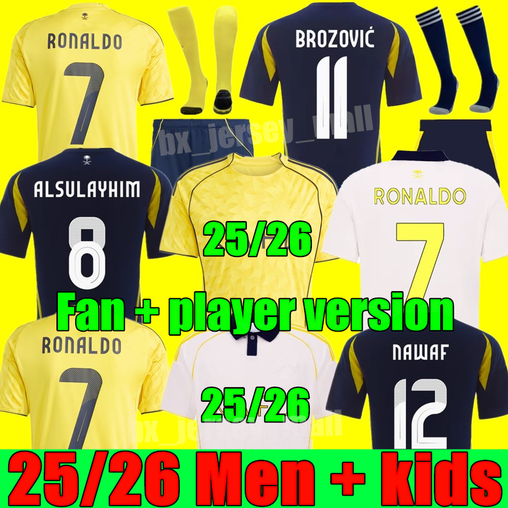 25 26 Al Nassr FC soccer Jerseys Ronaldo 2025 2026 Home yellow away 3rd MANE CR7 Gonzalo Martinez Talisca women FANS player version men kids kit Football shiirt Al-Nassr