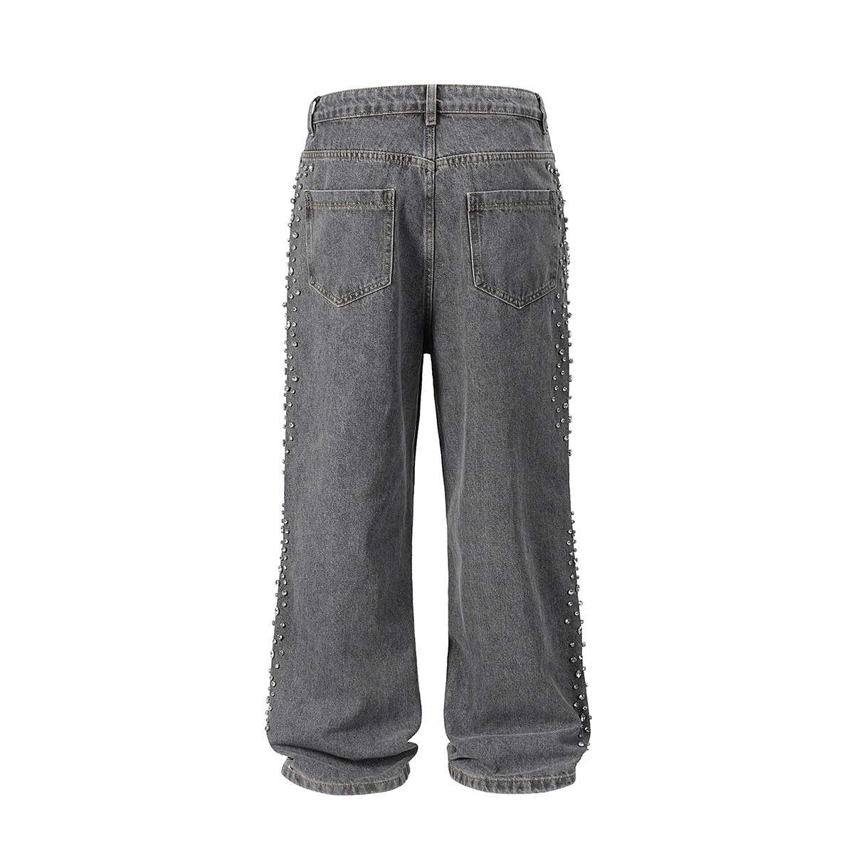 Pearl Studded Diamond Jeans for Men Full Rhinestone Straight Blue Baggy Denim Trousers Drill Vintage Loose Casual Cargos 250819