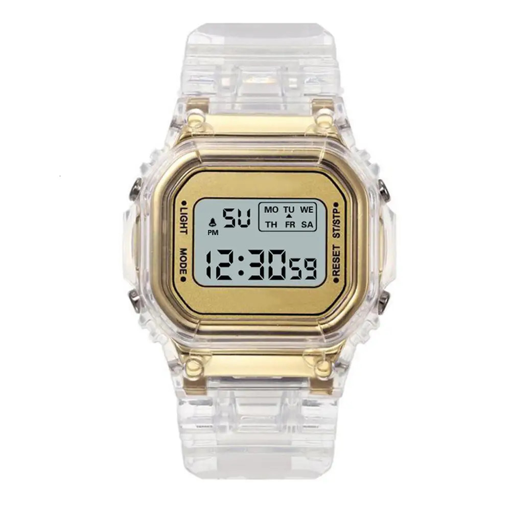 Fashion Men Women Watches Gold Casual Transparent Digital Sport Watch Lovers Gift Clock Children Kids Wristwatch Female Clock 250819