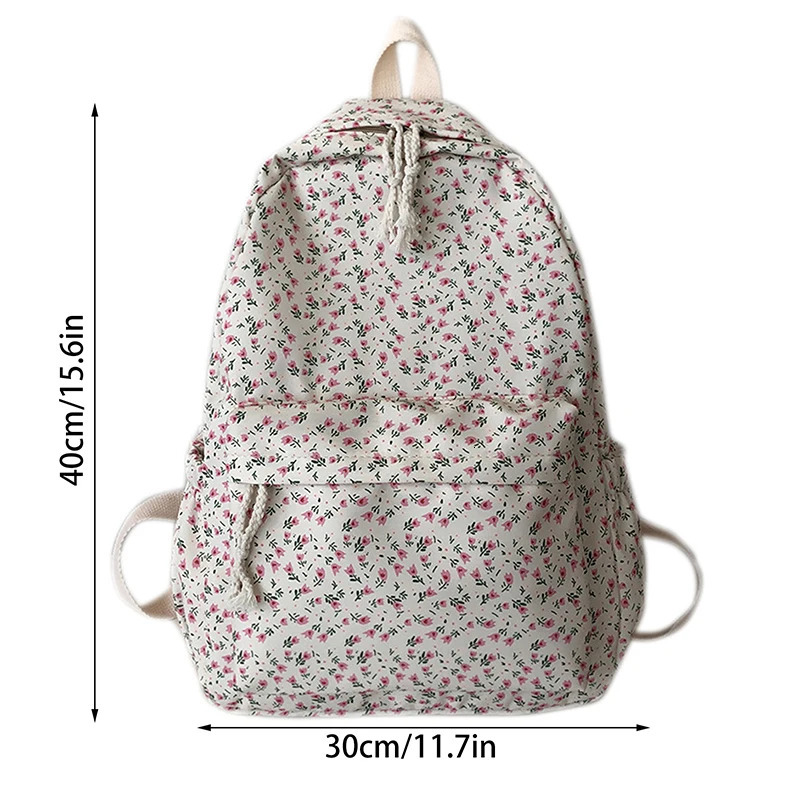 Student School Backpack Floral White School Bags For Teenage Girls Cute Womens Backpack Book Bag Nylon Rucksack250813