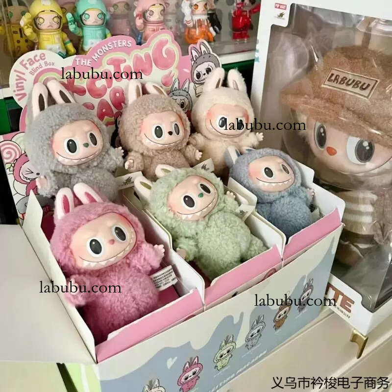 Labubu Bubble Mart Vinyl Face Ornament Macaron First Generation Plush Toy Doll Figure