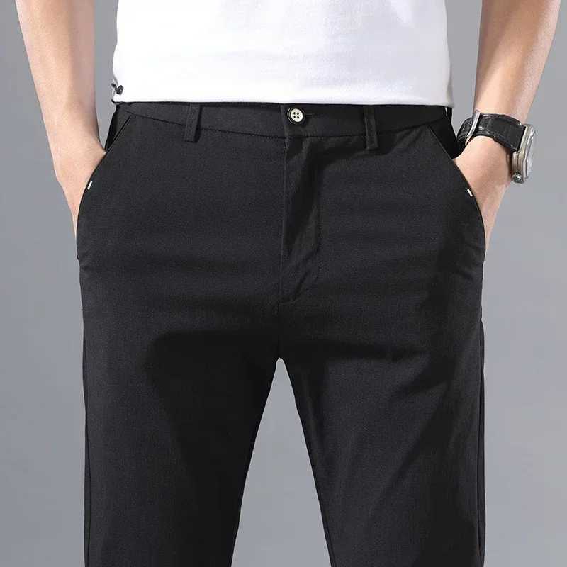 2022 Mens Thin Pants Solid Color Pants Smart Casual Business Fit Body Stretch Trousers Men Cotton Formal Breathable Trousers W250819