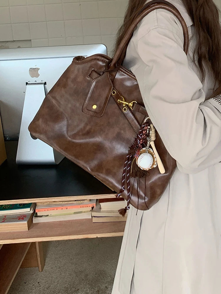 retro briefcase versatile large capacity shoulder bag fashionable casual womens daily commuting womens bag handbag 250818