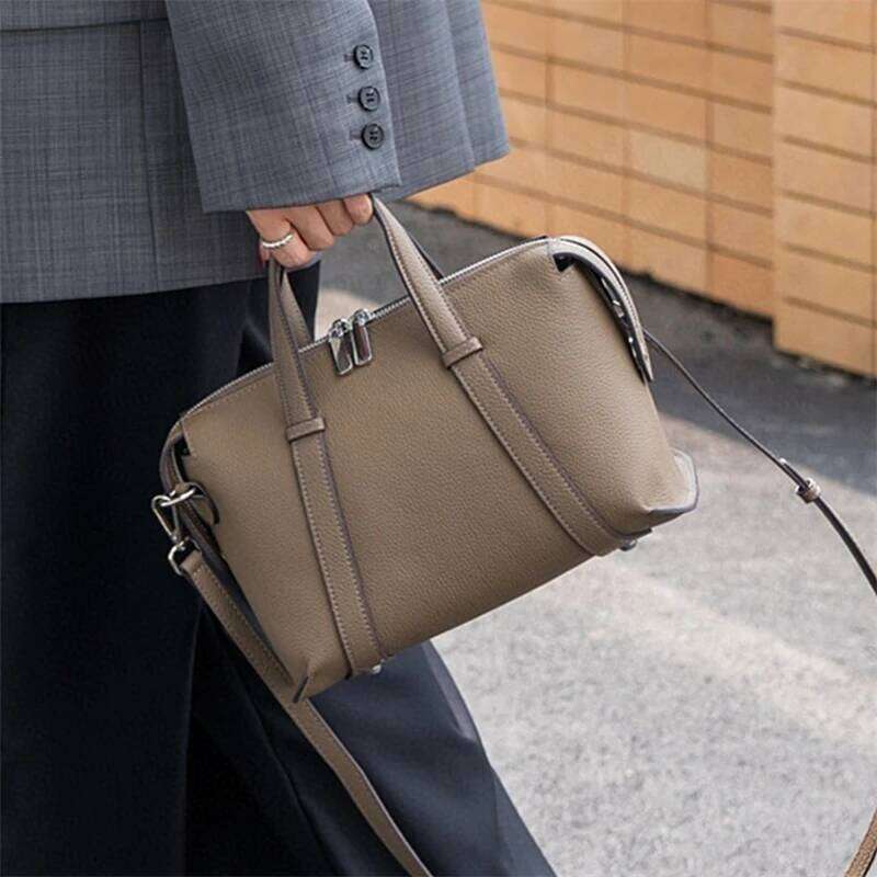 Toptrends Cow Genuine Leather Pillow Tote Handbags For Women Designer Satchel Purses Ladies Shoulder Crossbody Bags