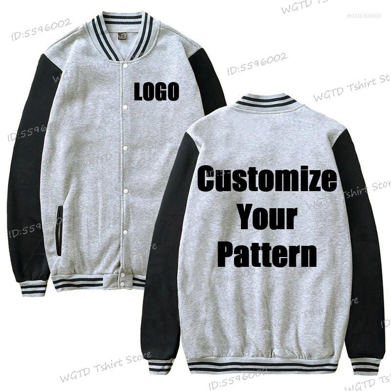 Men's Jackets Customize Your Pattern Harajuku Streetwear Baseball Uniform Diy Fashion Clothes Men Women Loose Overcoat