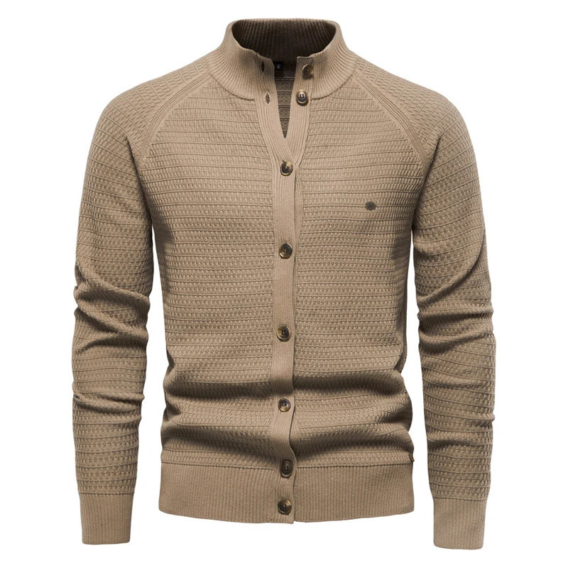 Knitted Mens High Quality Button Mock Neck Sweater for Men Winter Fashion ner Cardigans top 250819
