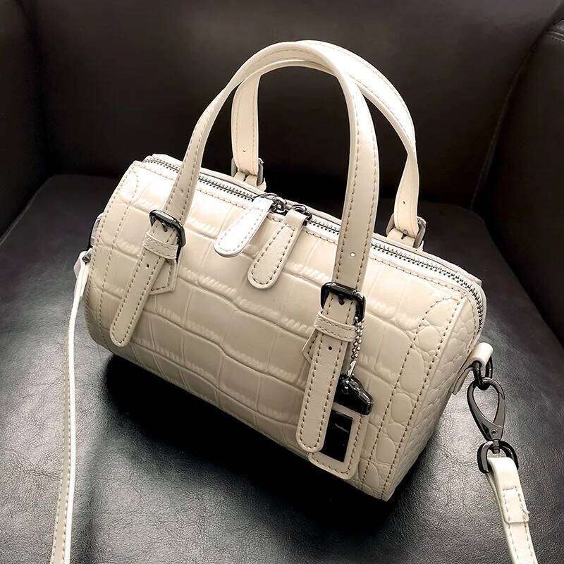 Genuine Leather Women Boston Handbags Ladies Shoulder Fashion Woman Top-Handle Bags