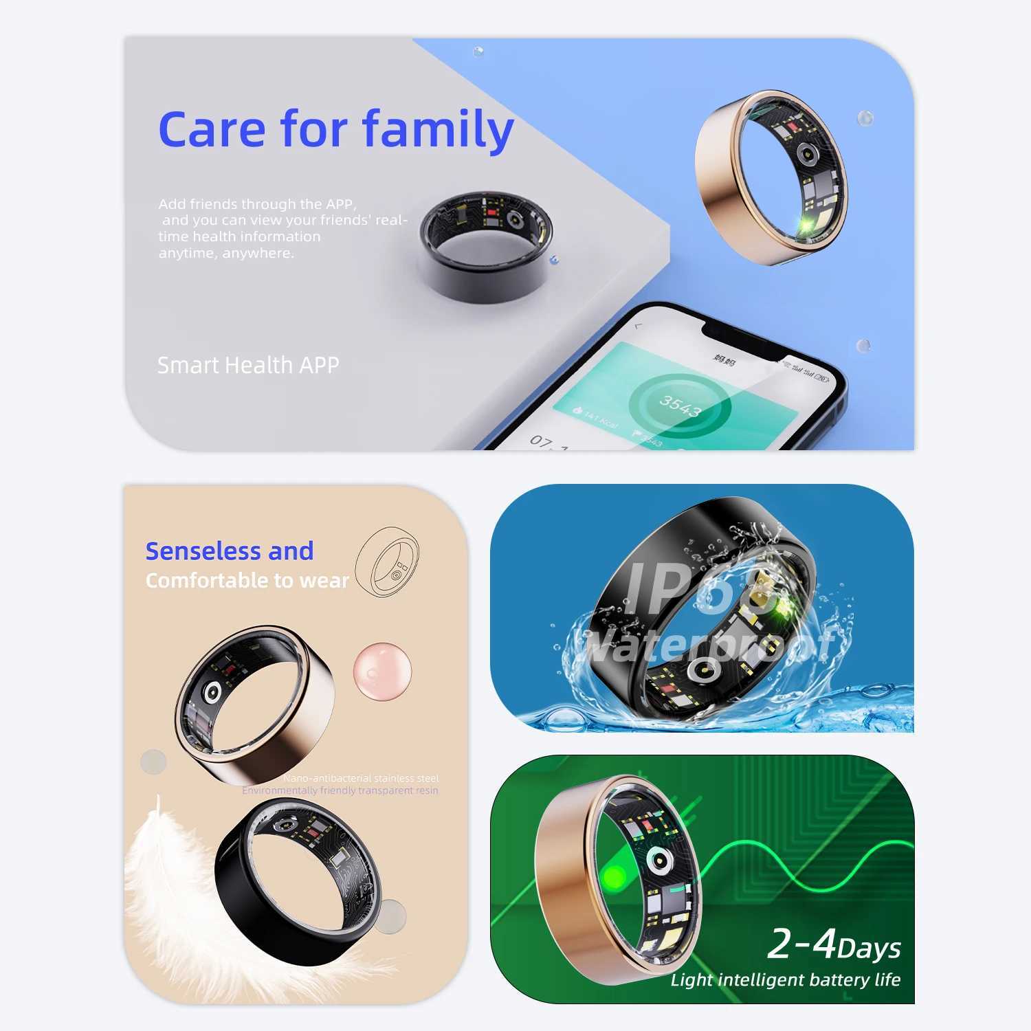 New for Xiaomi smart ring equipped with health monitor sleep monitor waterproof multifunctional sports ring for men and women W250819