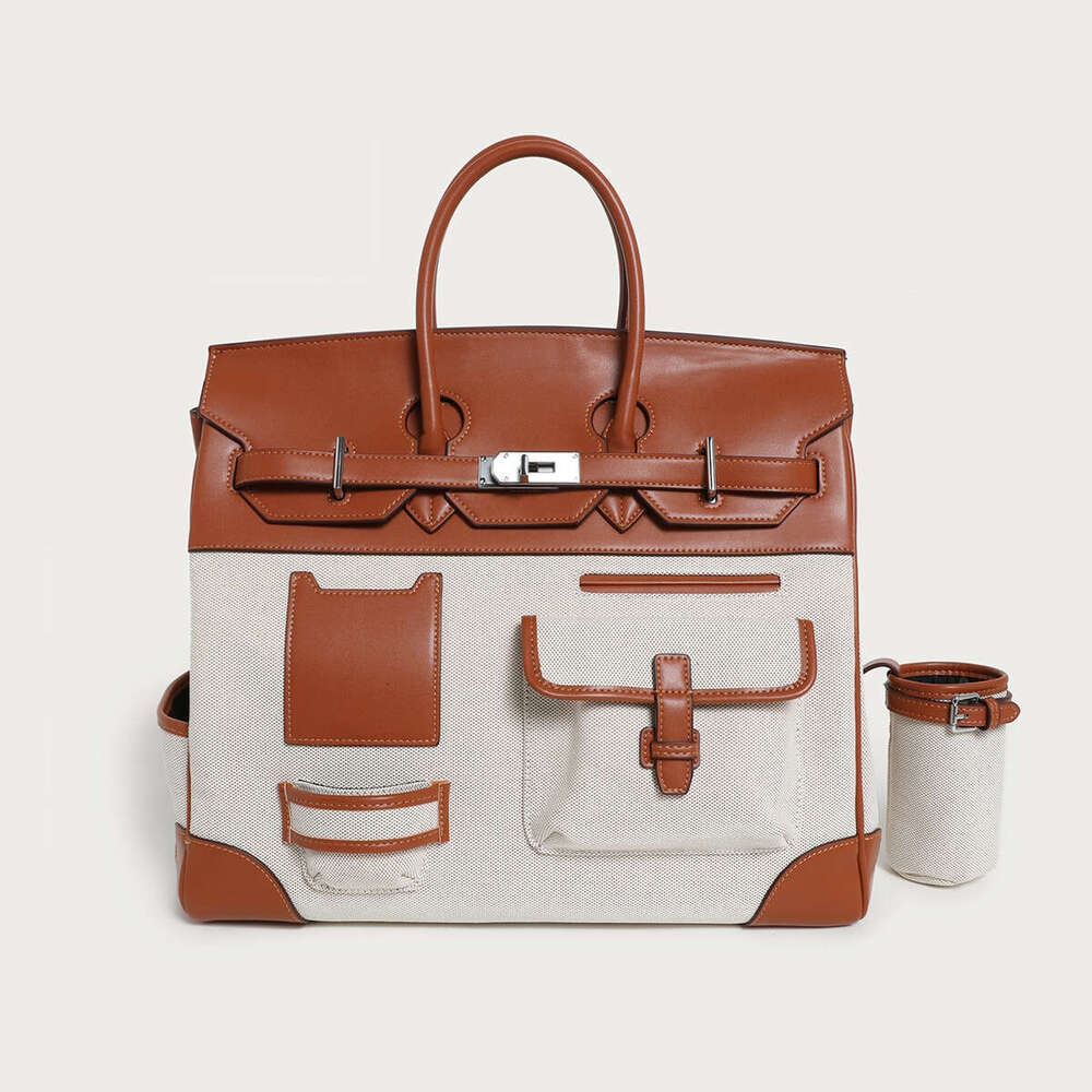 2025 New Season Color-Block Canvas Tote Extra Large Bags Casual Travel Single Designer Shoulder Crossbody Women's Bag