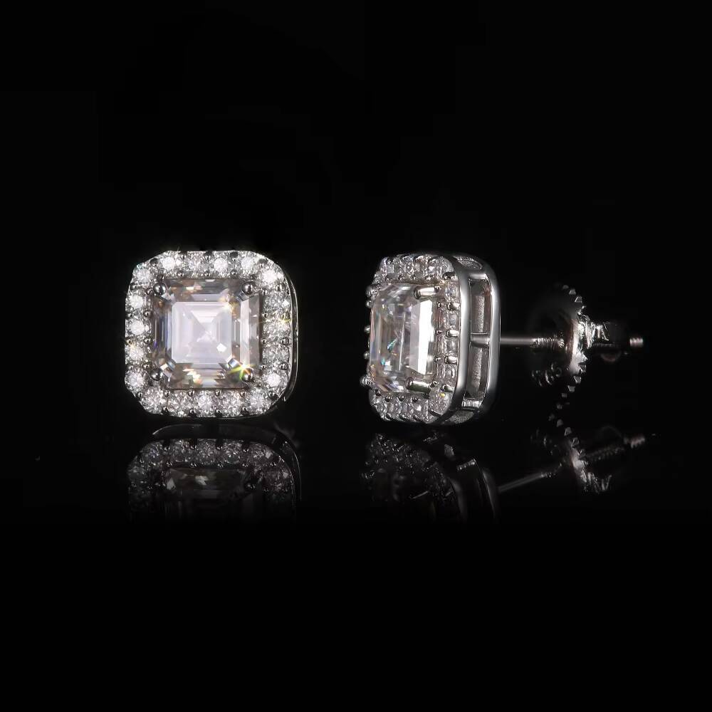 Earrings D Color VVS Moissanite Lab Diamond 925 Sterling Silver Stud Earrings Iced Out Vintage Style for Men Women