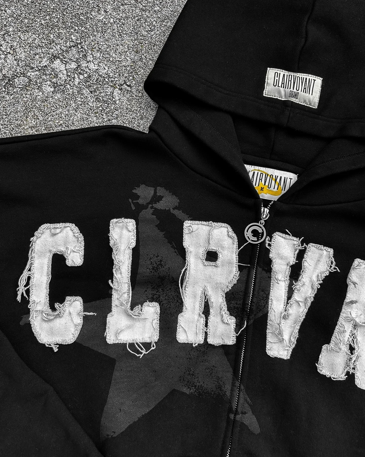 Black CLRVNT Trendy America Streetwear Y2K Letter Patchwork Zip Up Hoodie Gothic Punk Rock Men Women Sweatsuit Hoodies 250819