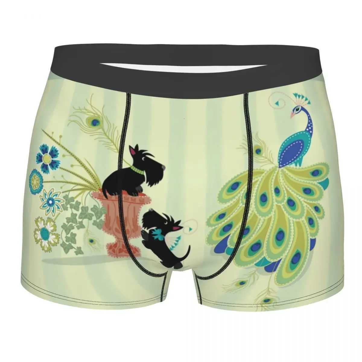 Scotties And Peacocks Boxer Shorts Men 3D Printed Male Stretch Scottish Terrier Dog Underwear Panties Briefs W250819
