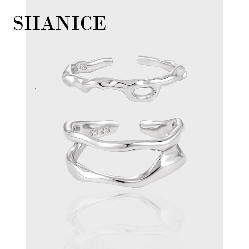 SHANICE Individualized INS Cool Style Double Layer Hollow Foldable Plain Ring 100% S925 Sterling Silver Open Ring Female 250815