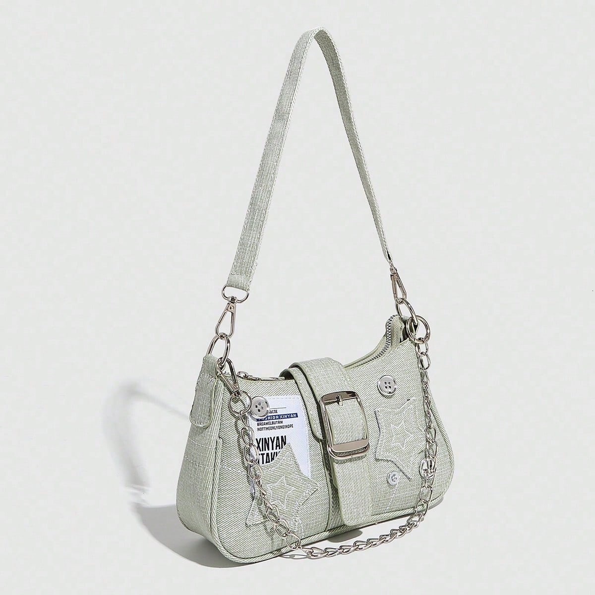 2025 Autumn Women's Underarm Bag New Fashion Trend Niche Crescent Bag Canvas Handbag Chain Shoulder Bag Women's Crossbody Bag Women's S