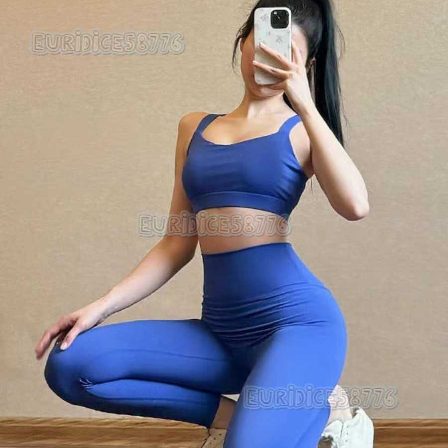 Yoga Outfit Set for Women Beautiful Back Sports Bra High Waist Barely-there Yoga Pants High Elasticity Fitness Running Set H250819