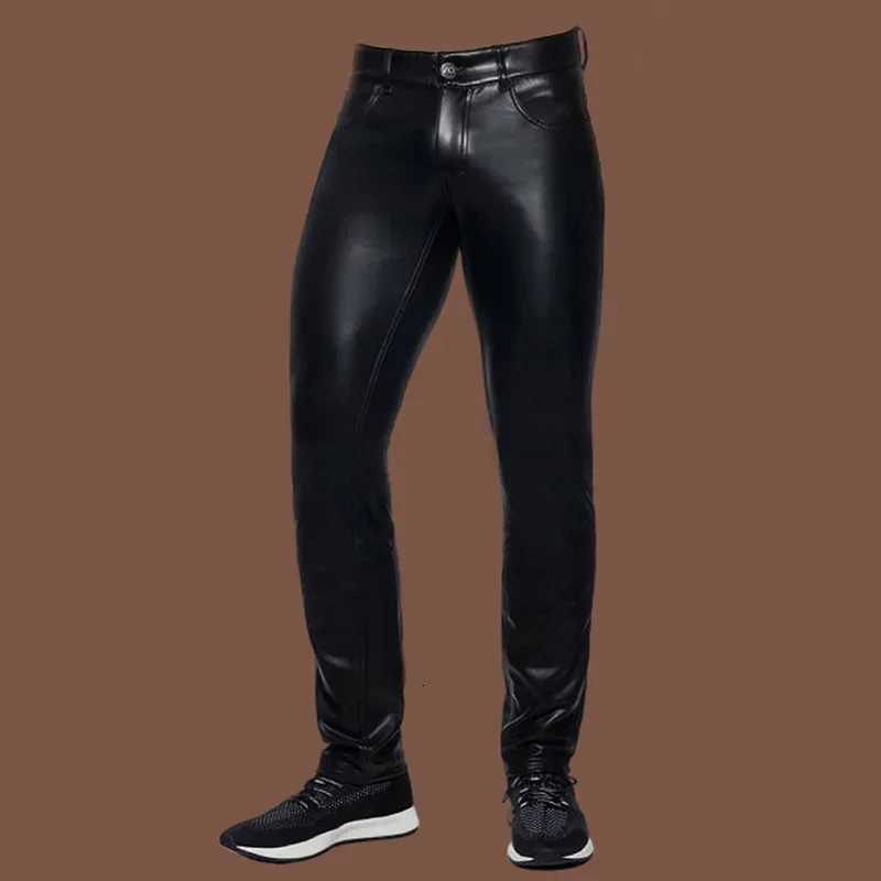 Matte Leather Motorcycle Pants Men Low Waist PU Stretch Tight Trousers Party Men Multi-Pocket Pants Custom New Nightclub Costume W250819
