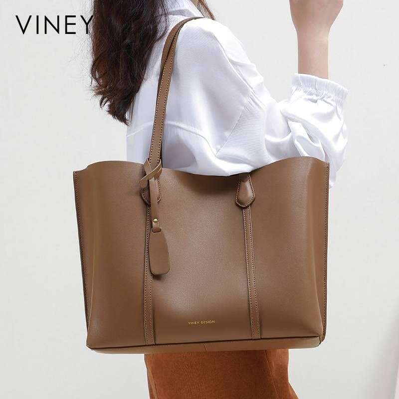 VINEY Big 2025 Women's Spring And New Style Trendy Genuine Leather Tote Large Capacity Commuter Summer Shoulder Bag