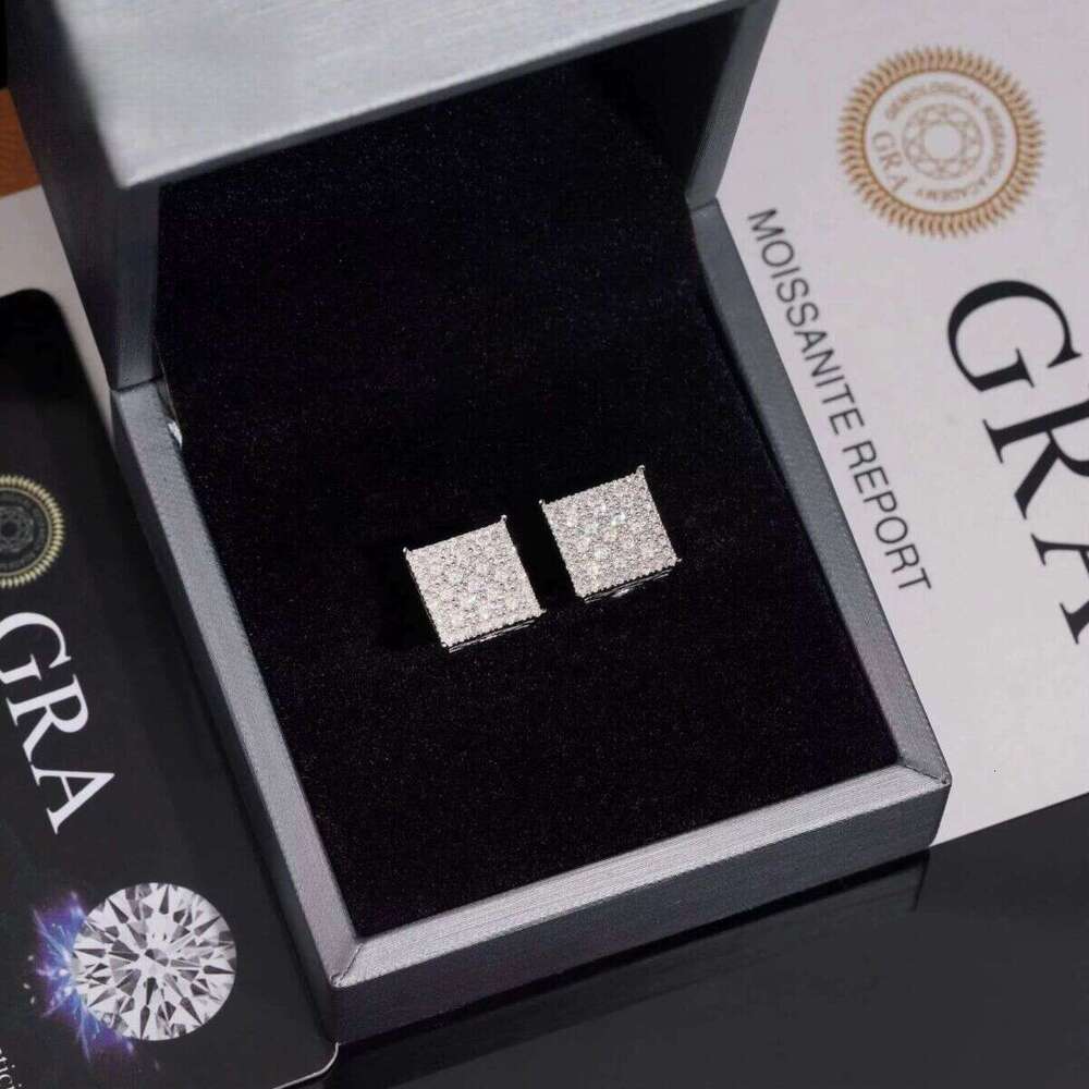 Hotsale Moissanite Dia Square Stud Earrings Fashionable Jewelry Design in Sterling Sier