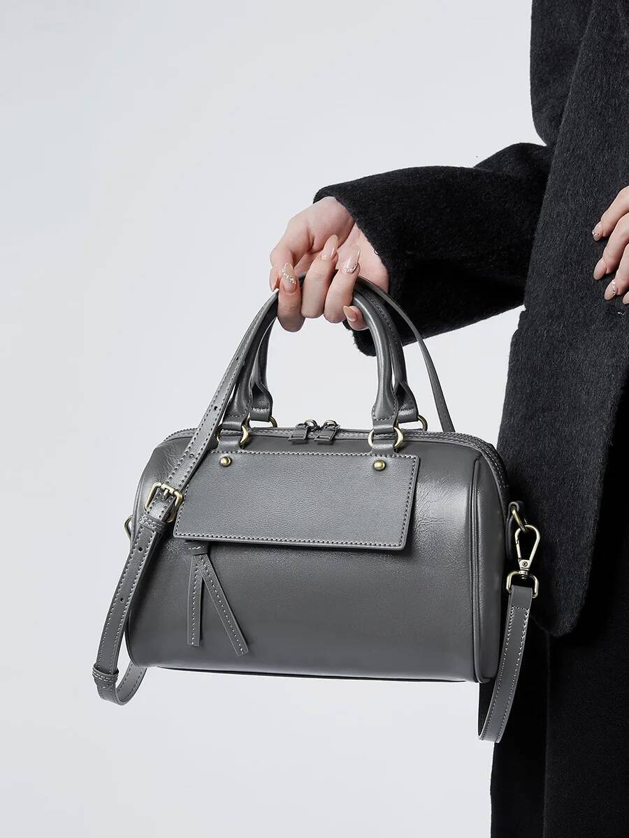 100% Genuine Leather Boston Korean Style Handbag Ladies Fashion Shoulder Cowhide Crossbody Bag For Women