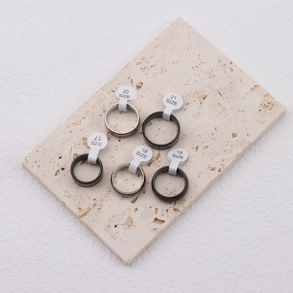 20Pcs/Lot Fashion Wood Grain Stainless Steel Rings For Women Male Quality Engagement Jewelry Party Accessorie Wholesale 250815