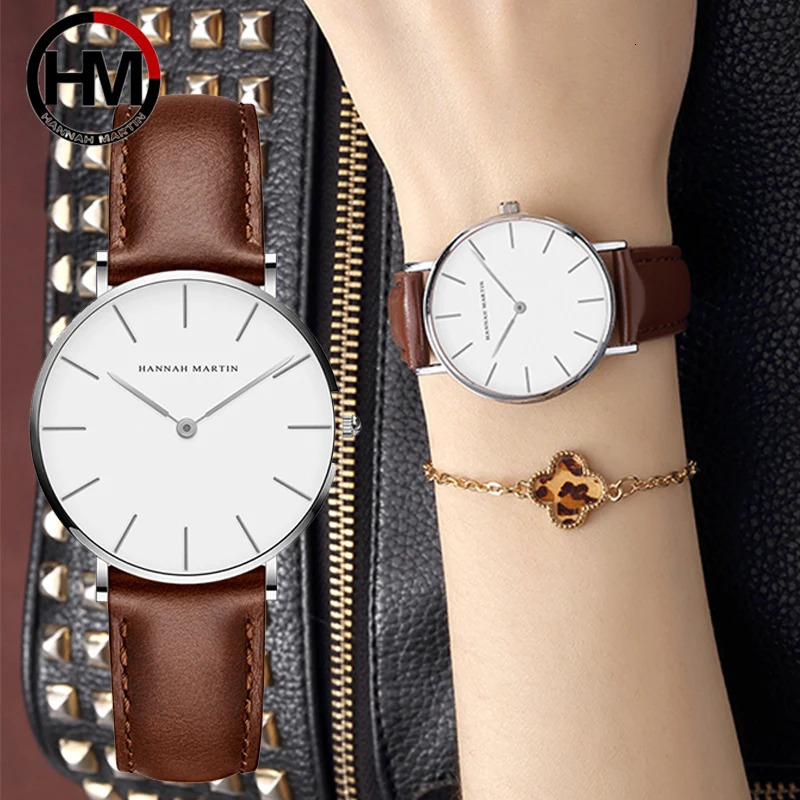Hannah Martin Japan Quartz Movement Women Fashion Watch Leather Strap Lady Wristwatches Waterproof Clock relogio feminino 250819